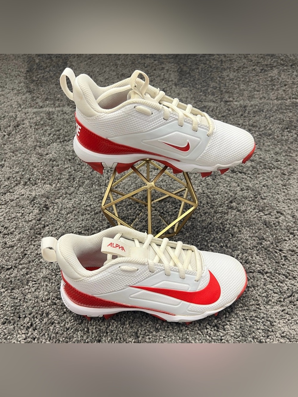 Nike Alpha Menace 4 Shark Cleats Youth Sz. 2Y University Red White GS FQ4012-102